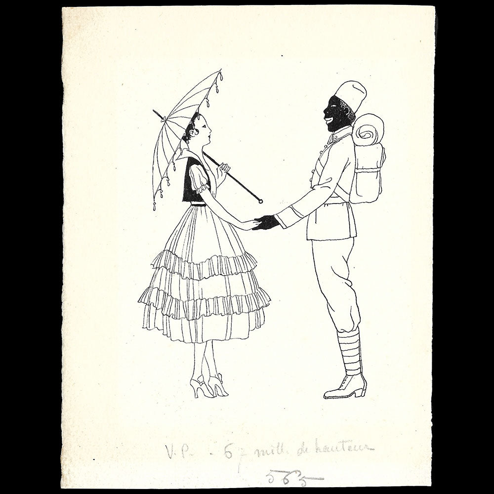 Barbier - Samba Dialo, La Française et le Tirailleur Sénégalais, dessin de George Barbier pour la Vie Parisienne (1916)