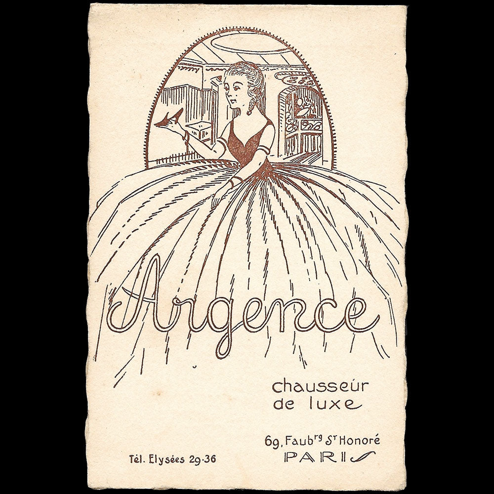 Argence - Carte du chausseur de luxe, 69 Faubourg Saint-Honoré à Paris (1920s)