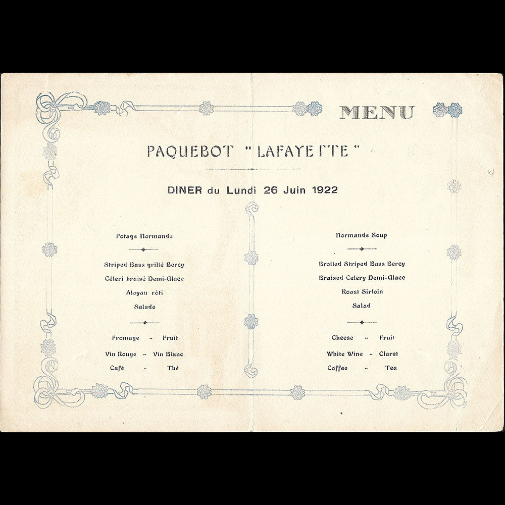 George Barbier - Les Fruits de France, menu illustré de George Barbier (1922)