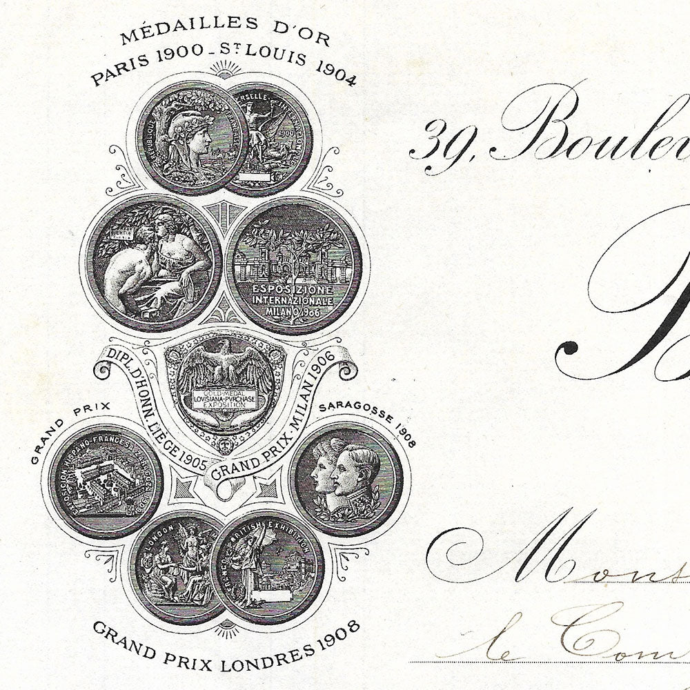 Bogler - Facture du tailleur, 39 boulevard des Capucines à Paris (1910)