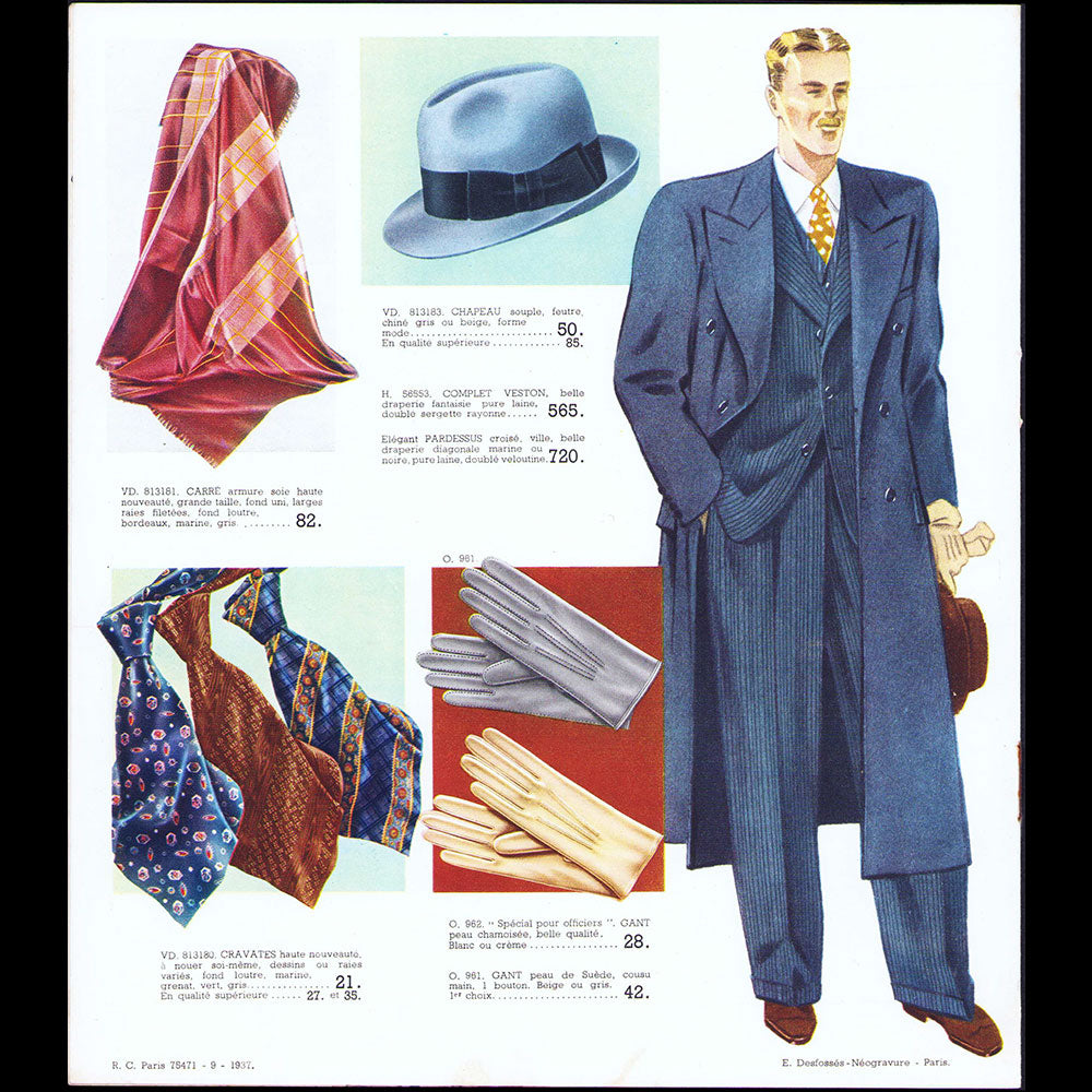 Au Bon Marché - Mode masculine, Hiver 1937-1938
