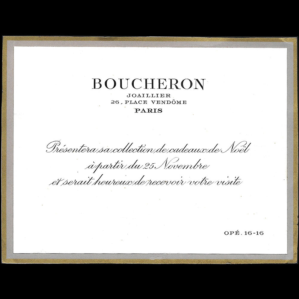 Boucheron - Exposition de cadeaux de Noël de la maison de joaillerie, 26 place Vendôme Paris (1950s)
