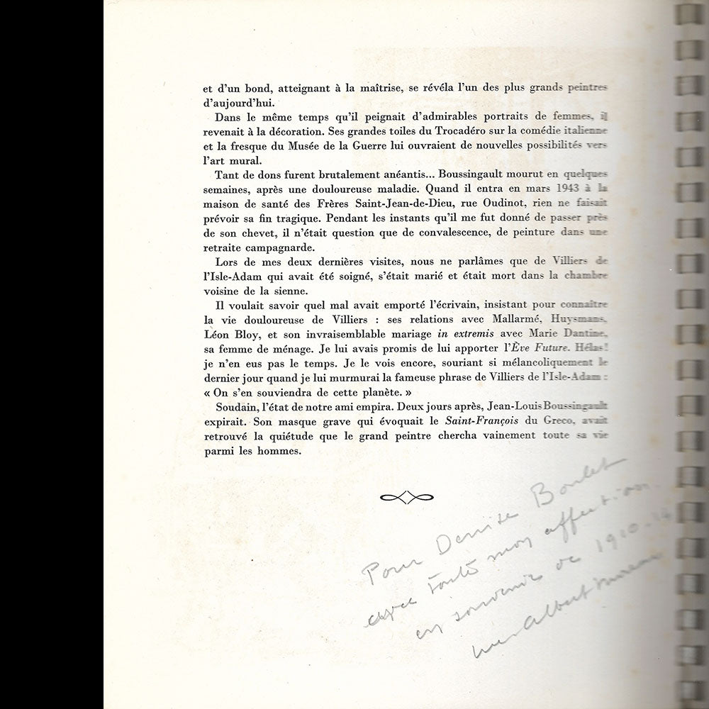 Poiret - Boussingault par ses amis, avec envoi de Dunoyer de Segonzac à Denise Poiret (1944)