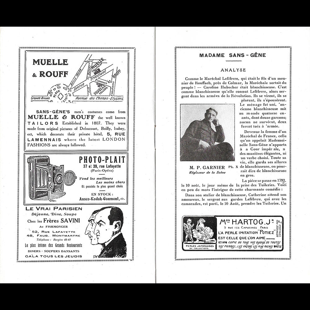 Madame sans-gêne - Programme de théâtre, couverture de Pierre Brissaud (1920-1921)