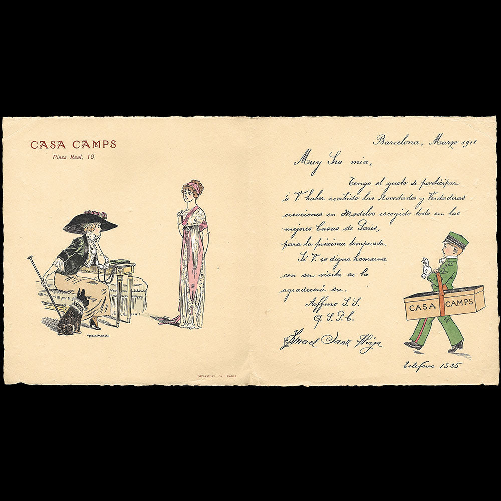 Casa Camps - Annonce des nouvelles collections de Paris, Plaza Real 10, Barcelona (1911)