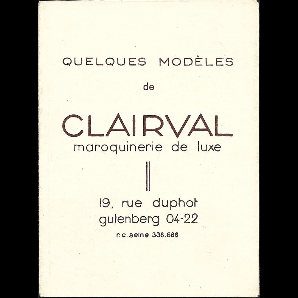 Clairval - Quelques modèles de Clairval, document publicitaire illustré de la maison de maroquinerie (1930s)