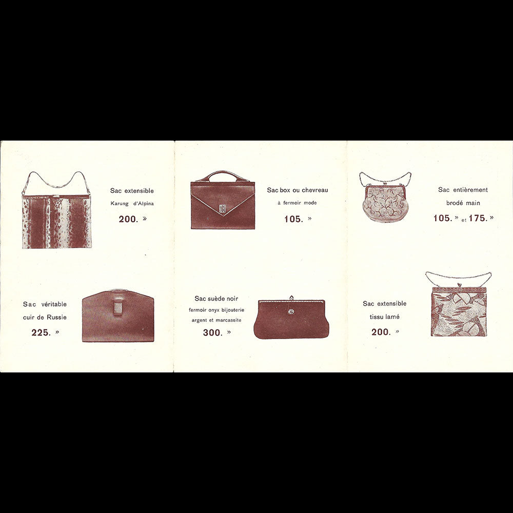 Clairval - Quelques modèles de Clairval, document publicitaire illustré de la maison de maroquinerie (1930s)