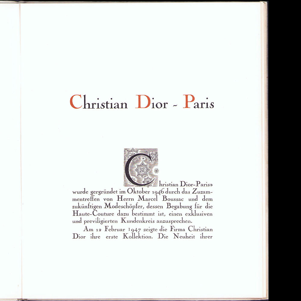 Christian Dior - Plaquette de présentation, version allemande (1953)