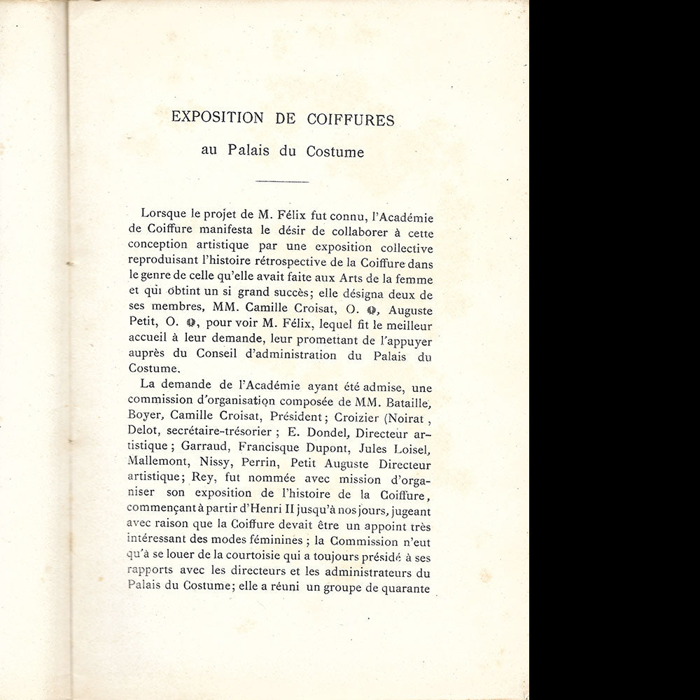 Exposition universelle de Paris - Catalogue illustré des coiffures exposées par l'Académie École Française au Palais du Costume (1900)