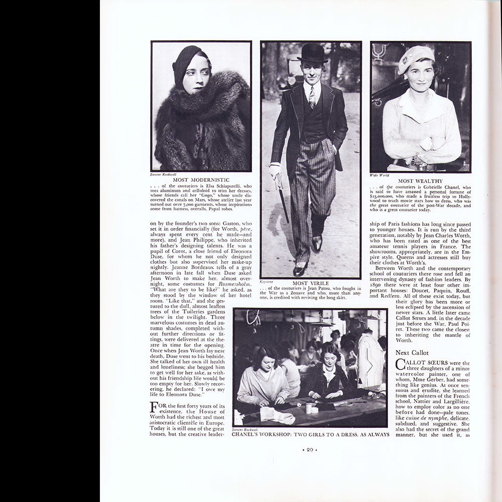 Fortune - The French Dressmakers : Vionnet, Chanel, Poiret, Lanvin, etc. (1932, août)
