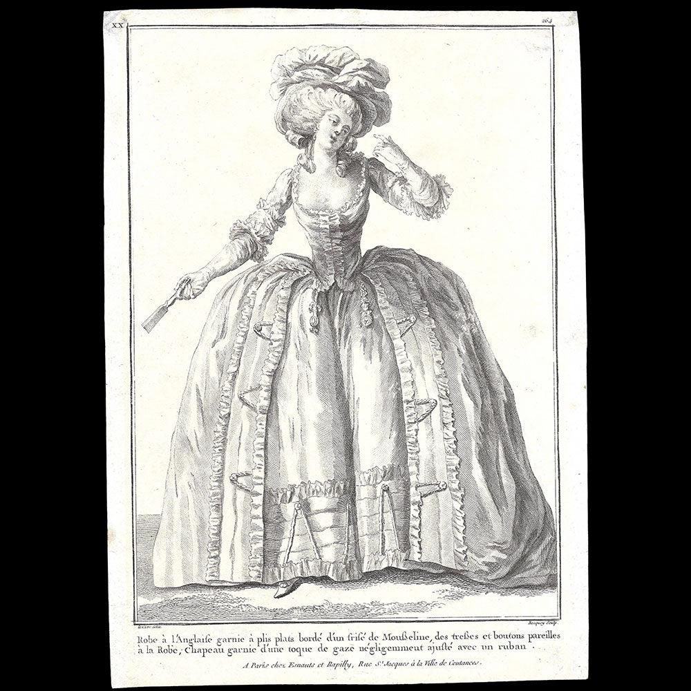 Gallerie des Modes et Costumes Français, 1778-1787, gravure n° xx 264, Robe à l'Anglaise (1784)