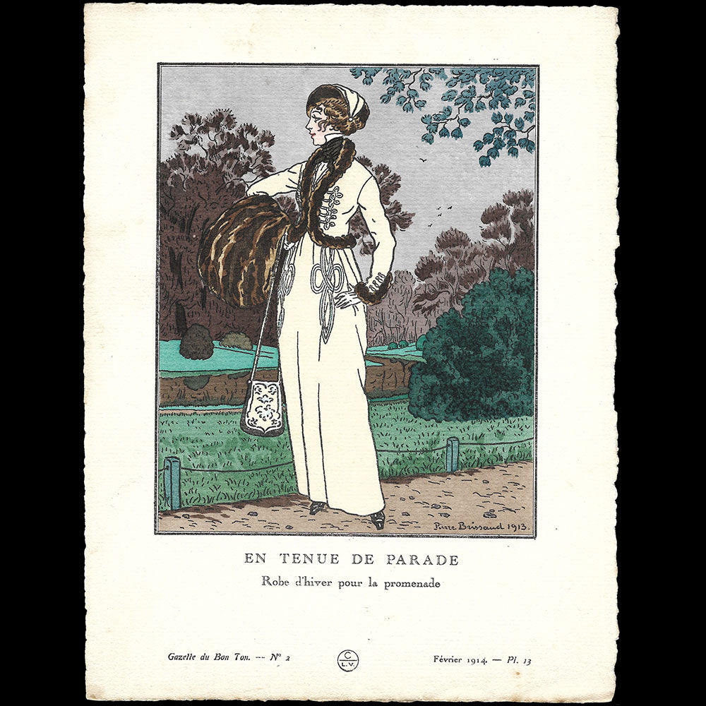 Gazette du Bon Ton - En Tenue de Parade, planche de Pierre Brissaud (n°2, 1914)