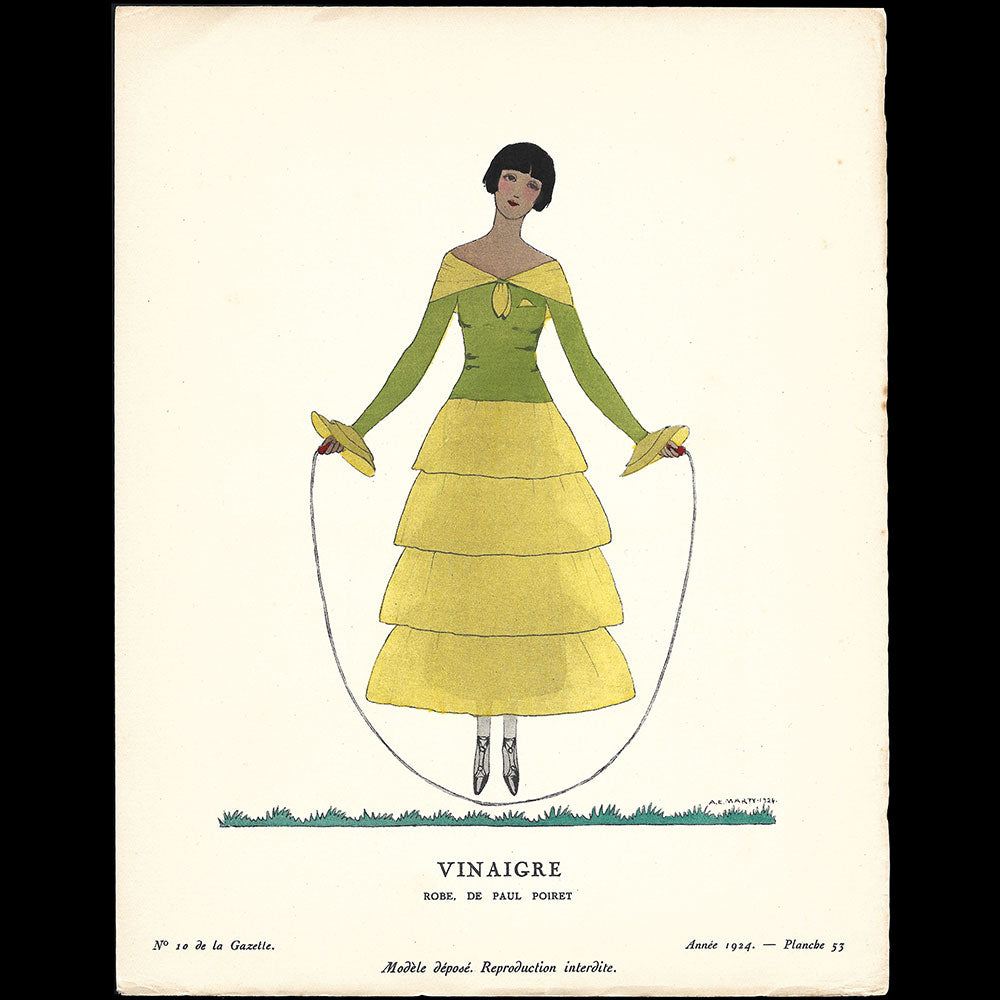 Gazette du Bon Ton - Vinaigre, robe de Poiret, planche de Marty (n°10, 1924)