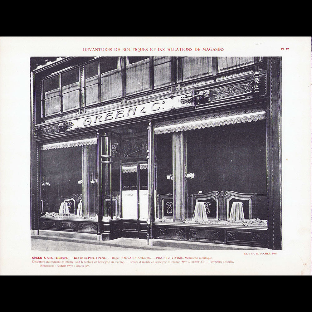 Green & Cie - Façade des tailleurs, rue de la Paix à Paris (1918)