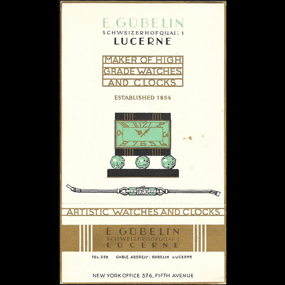 E. Gubelin - Carte de la maison d'horlogerie, Schweizerhofquai 1, Luzern (circa 1925)