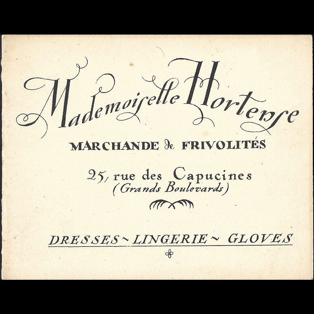 Mademoiselle Hortense - advertising card illustrated by Pierre Brissaud (c. 1925)