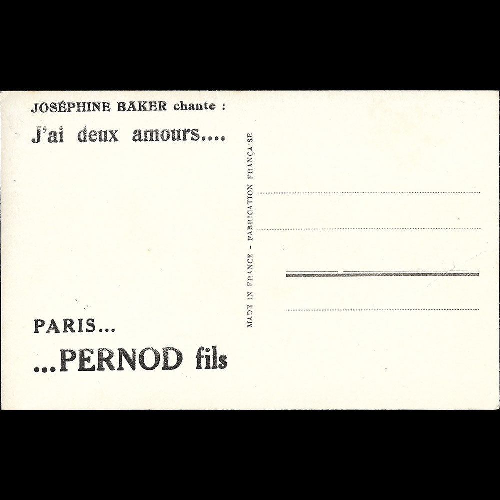 Manuel Frères - Josephine Baker chante. J'ai deux amours... Paris... Pernod Fils (circa 1931)