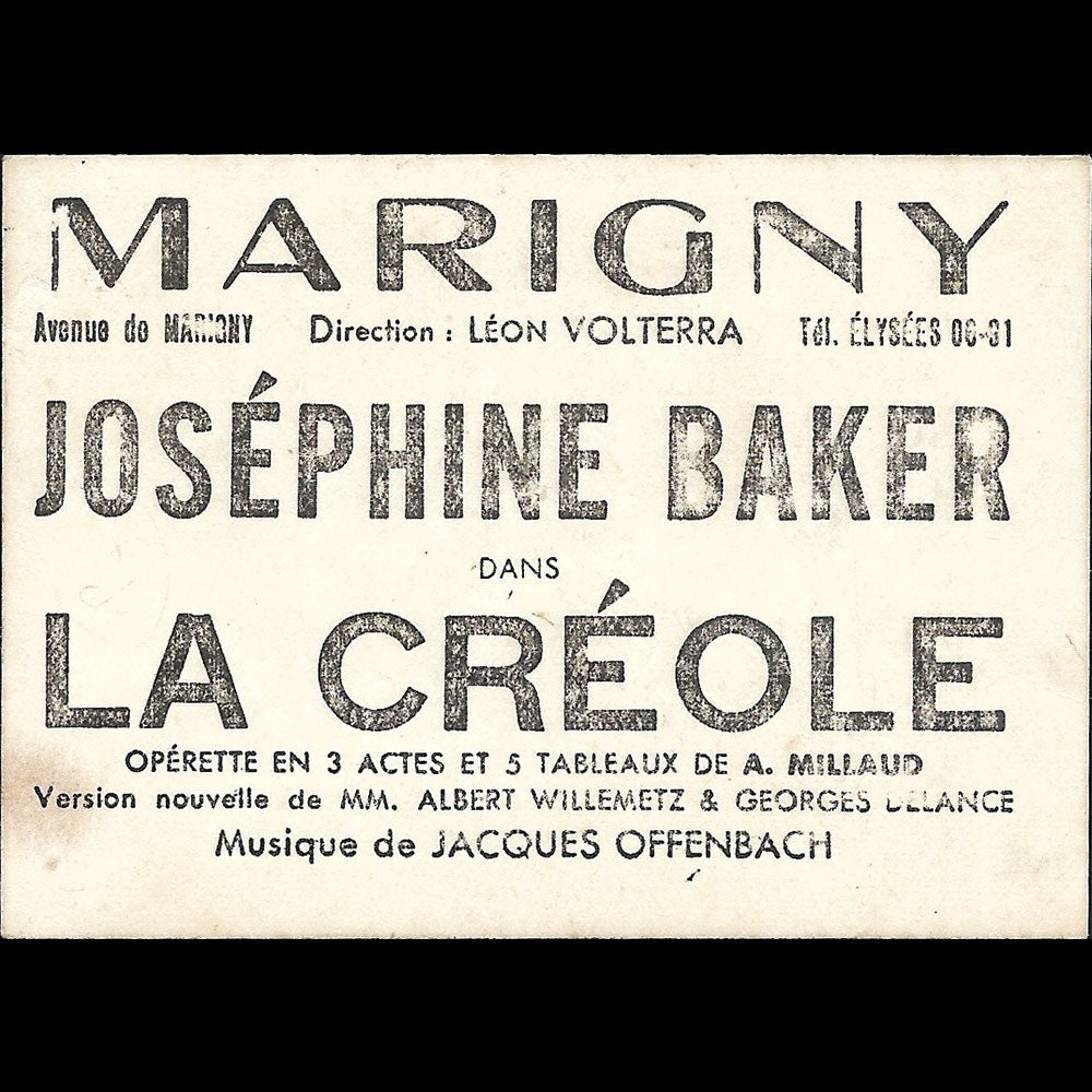 Teddy Piaz - Joséphine Baker dans La Créole au Théâtre Marigny (1934)