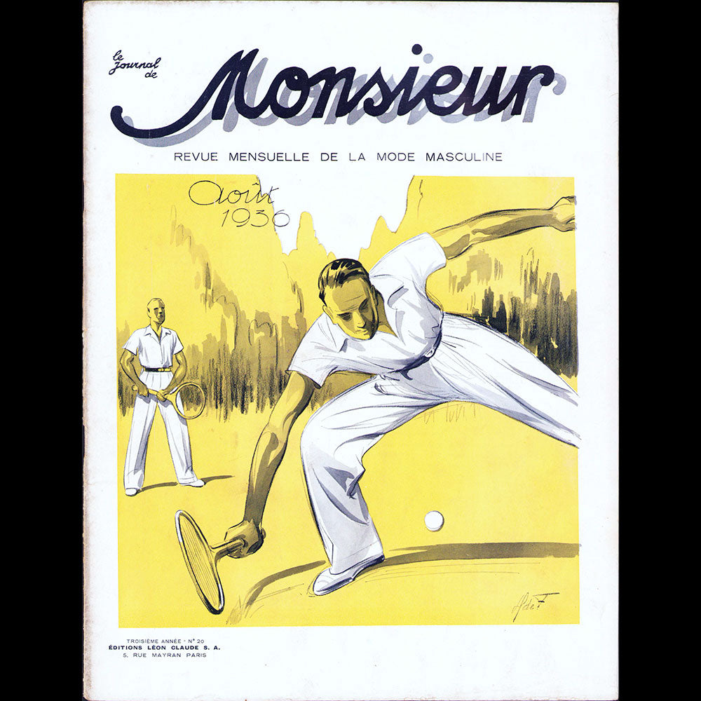 Le Journal de Monsieur, revue mensuelle de la mode masculine - Réunion de 11 numéros de l'année 1936