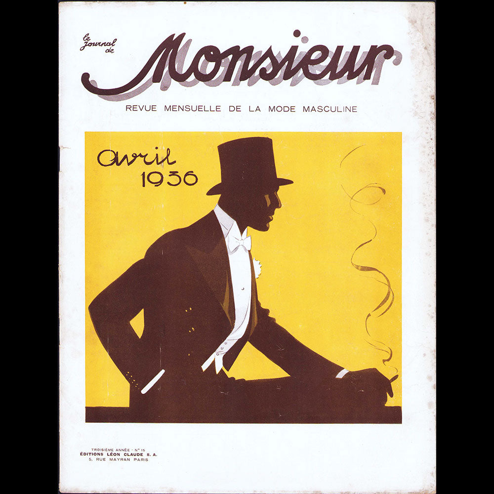Le Journal de Monsieur, revue mensuelle de la mode masculine - Réunion de 11 numéros de l'année 1936