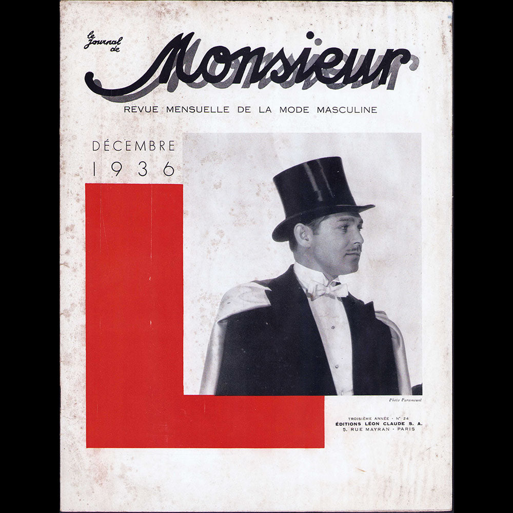 Le Journal de Monsieur, revue mensuelle de la mode masculine - Réunion de 11 numéros de l'année 1936