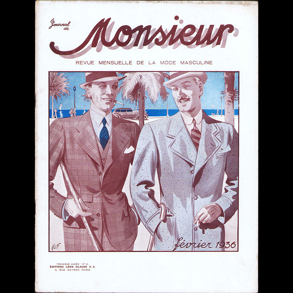 Le Journal de Monsieur, revue mensuelle de la mode masculine - Réunion de 11 numéros de l'année 1936