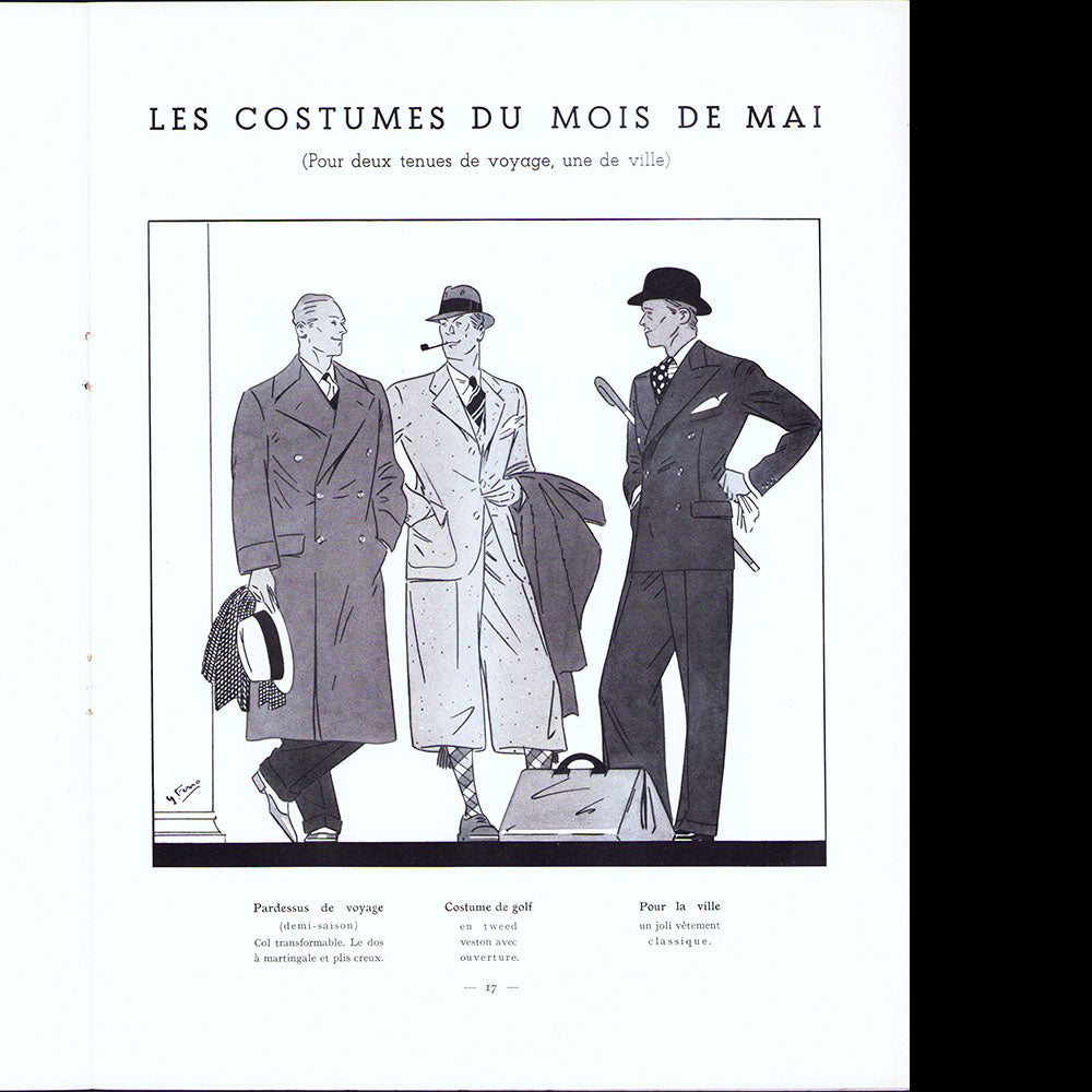 Le Journal de Monsieur, revue mensuelle de la mode masculine - Réunion de 11 numéros de l'année 1936