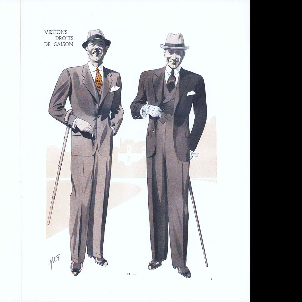 Le Journal de Monsieur, revue mensuelle de la mode masculine - Réunion de 11 numéros de l'année 1936