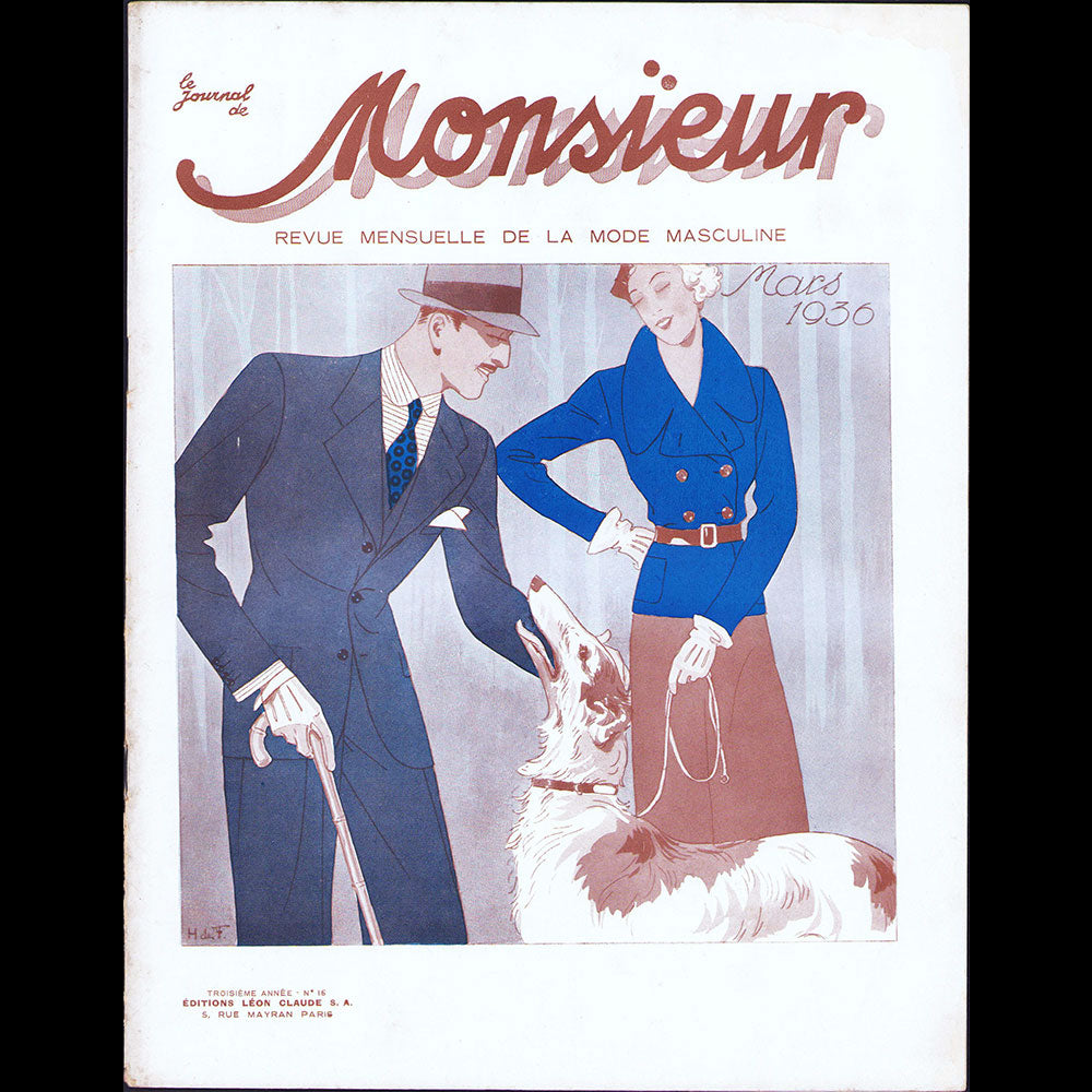 Le Journal de Monsieur, revue mensuelle de la mode masculine - Réunion de 11 numéros de l'année 1936
