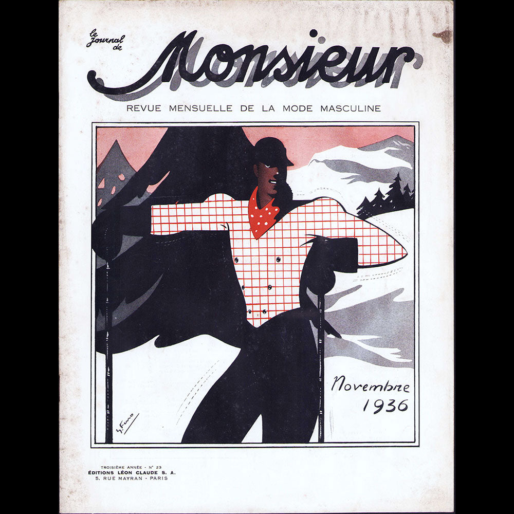 Le Journal de Monsieur, revue mensuelle de la mode masculine - Réunion de 11 numéros de l'année 1936