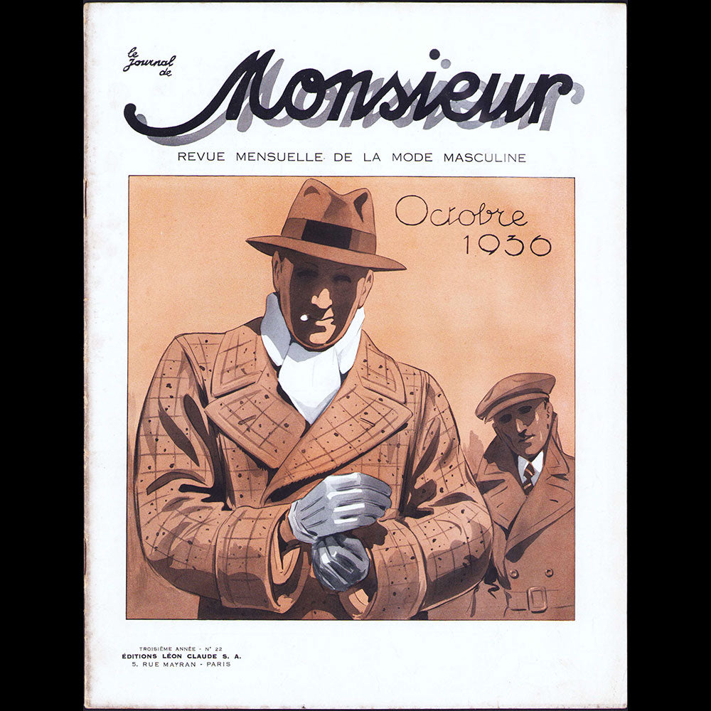 Le Journal de Monsieur, revue mensuelle de la mode masculine - Réunion de 11 numéros de l'année 1936