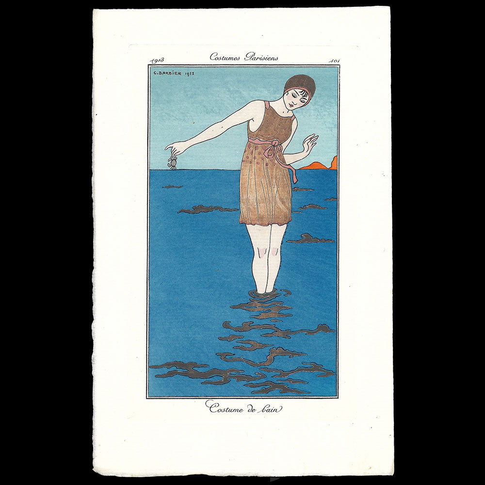 Journal des Dames et des Modes, Costumes Parisiens - Costume de bain, planche de George Barbier (1913)