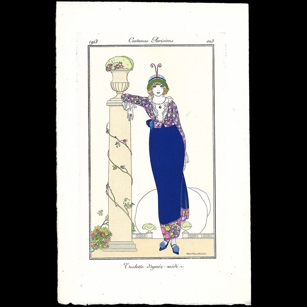 Journal des Dames et des Modes, Costumes Parisiens - Toilette d'après-midi, planche de Brunelleschi (1913)