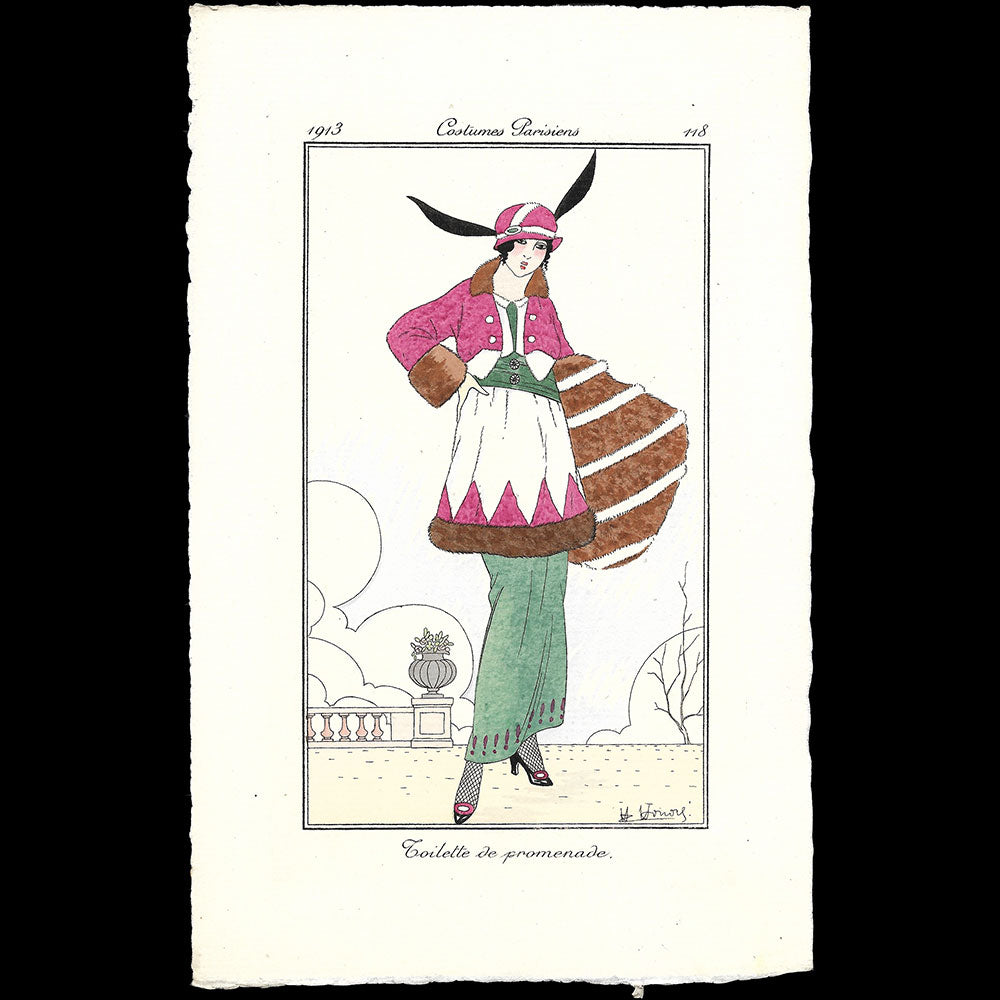 Journal des Dames et des Modes, Costumes Parisiens - Toilette de promenade, planche de Henri Honoré (1913)