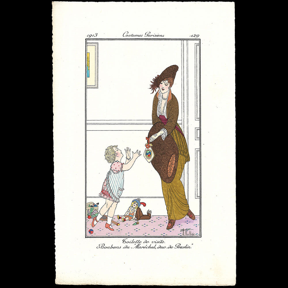 Journal des Dames et des Modes, Costumes Parisiens - Toilette de visite, planche d'Armand Vallée (1913)