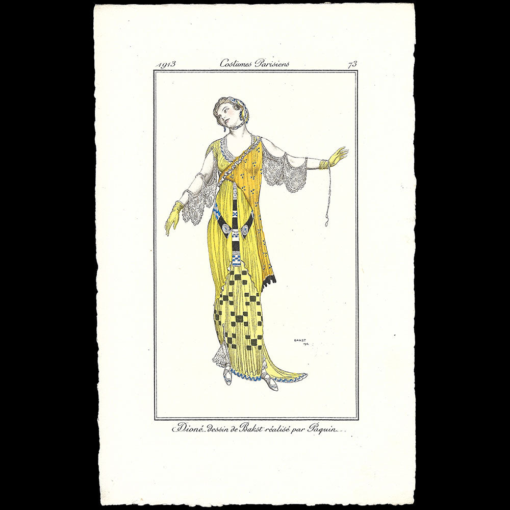 Journal des Dames et des Modes, Costumes Parisiens - Dioné, planche de Bakst (1913)