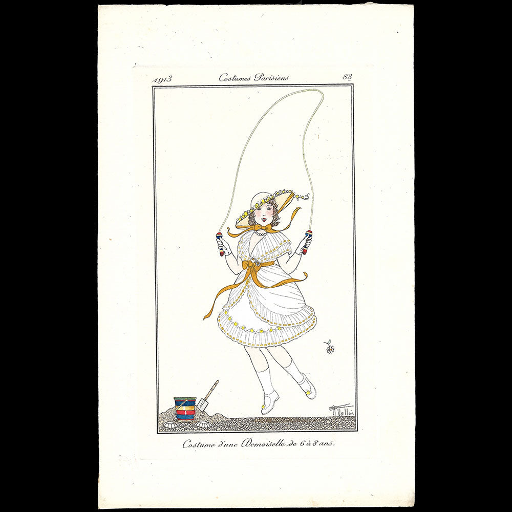 Journal des Dames et des Modes, Costumes Parisiens - Costume d'une Demoiselle de 6 à 8 ans, planche d'Armand Vallée (1913)