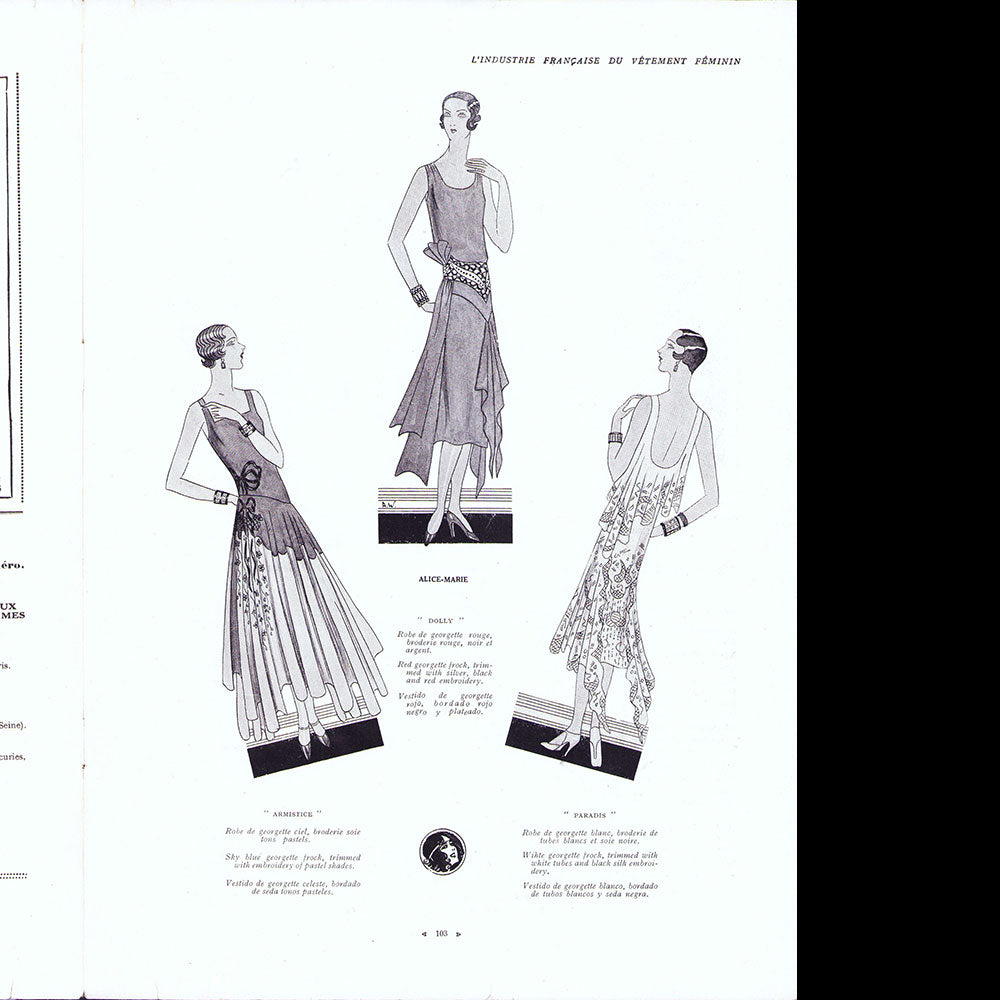 L'Officiel de la mode et de la couture de Paris, Supplément L'Industrie Française du Vêtement Féminin, septembre 1929