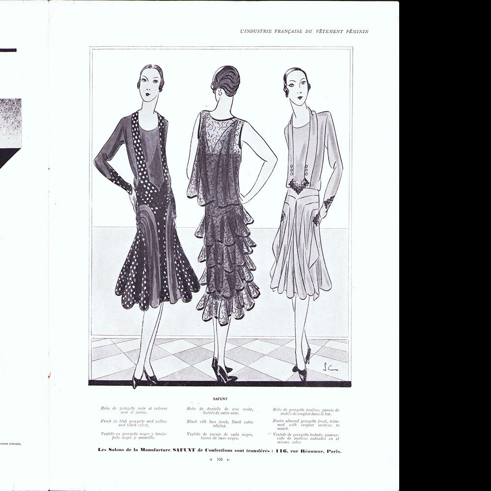 L'Officiel de la mode et de la couture de Paris, Supplément L'Industrie Française du Vêtement Féminin, septembre 1929
