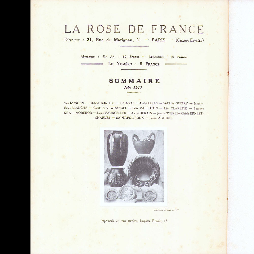 La Rose de France (juin 1917), couverture de Kees Van Dongen