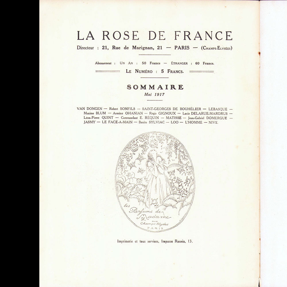 La Rose de France (mai 1917), couverture de Kees Van Dongen