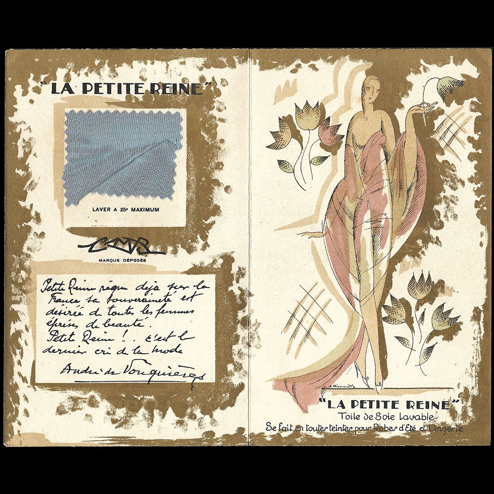Aux Galeries Lafayette - La Petite Reine, toile de soie lavable (1920s)