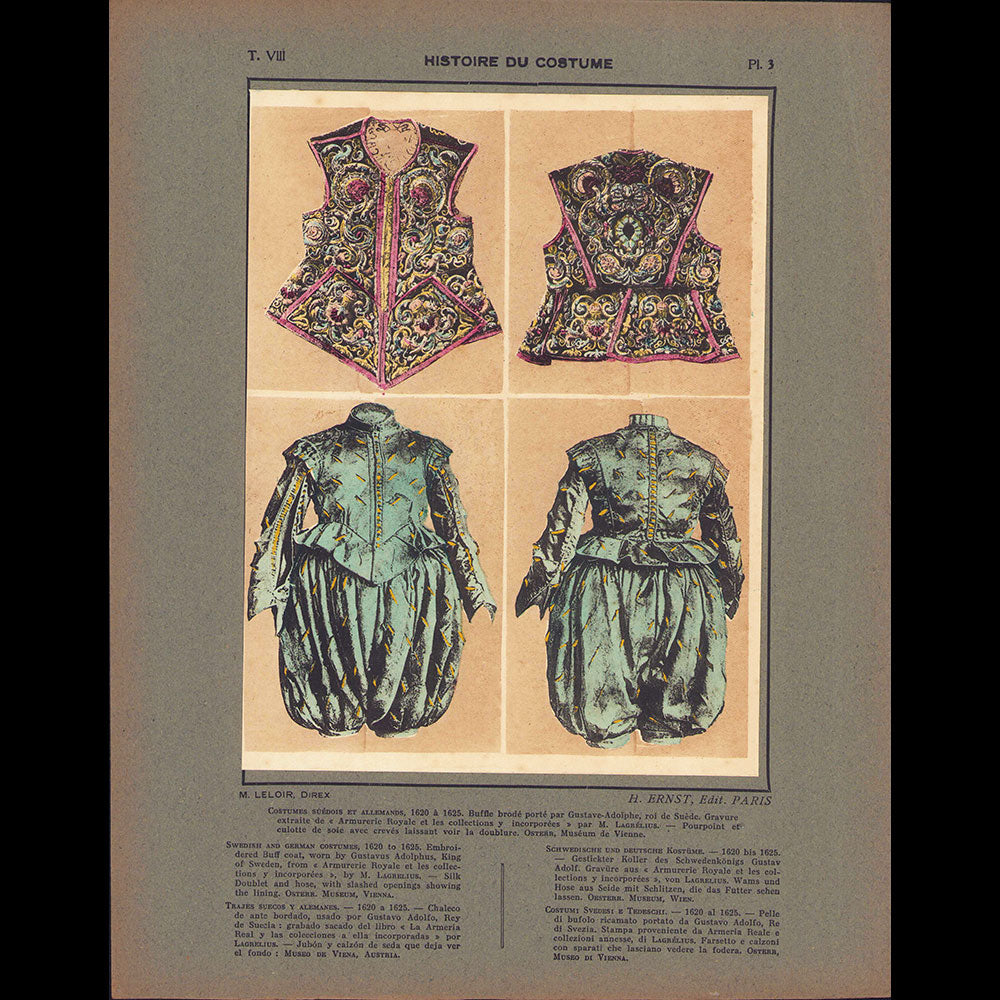 Maurice Leloir - Histoire du costume de l'antiquité à 1914, Réunion des 5 tomes (1933-1938)