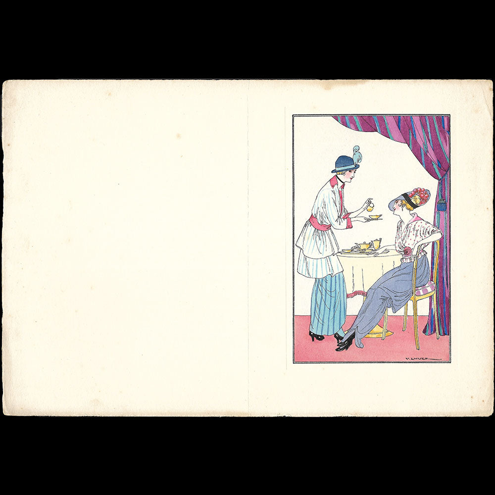Victor Lhuer - Le Vrai Chic, Five O'clock, menu illustré (1914)