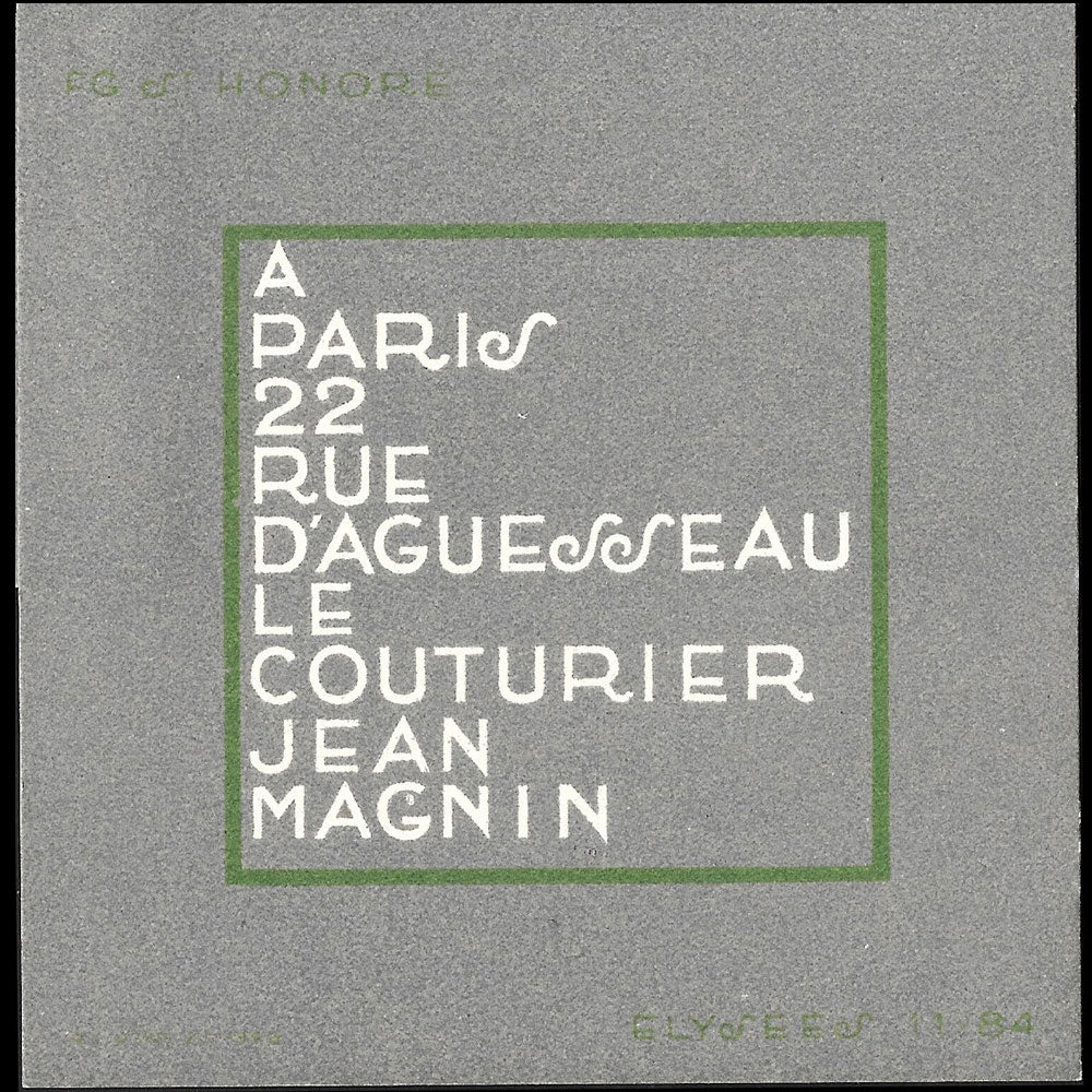 Jean Magnin - Invitation de la maison de couture, 22 rue d'Aguessau à Paris (1926)