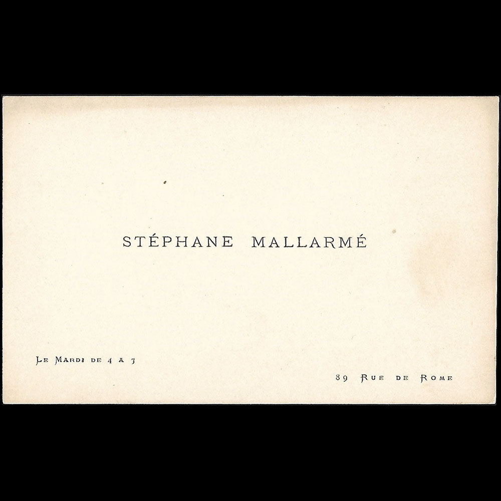 Stéphane Mallarmé - Carte de visite de l'écrivain, 89 rue de Rome à Paris (1890s)