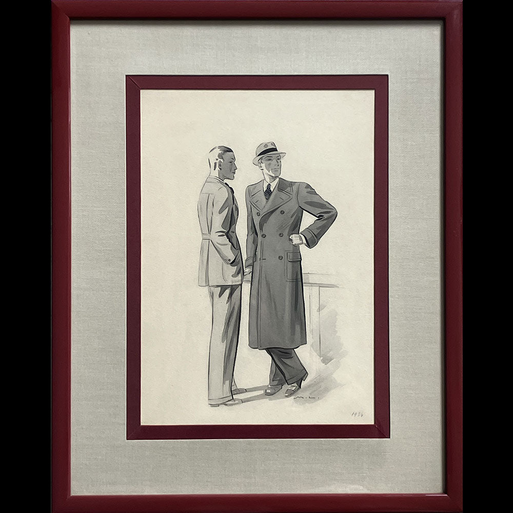 Deux Elégants, dessin de Marc Luc (1934)