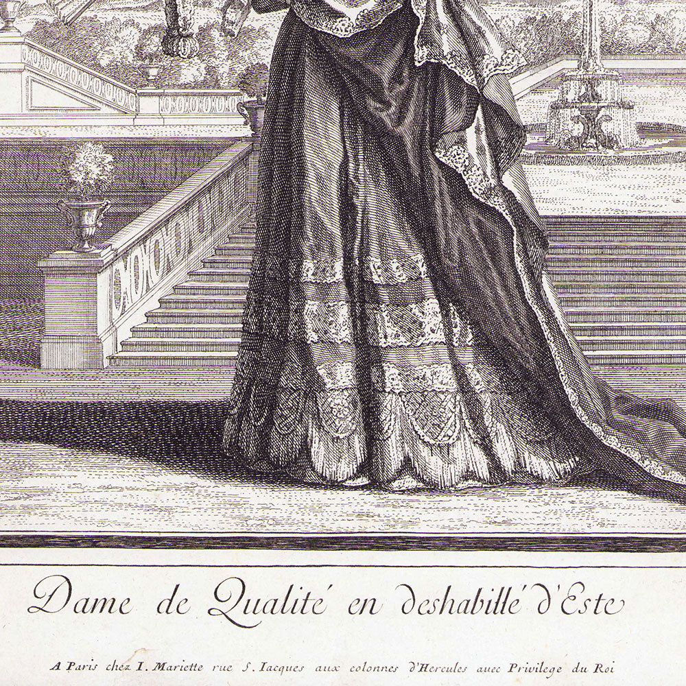 Dame de Qualité en deshabillé d'Este, gravure de Mariette (circa 1696)