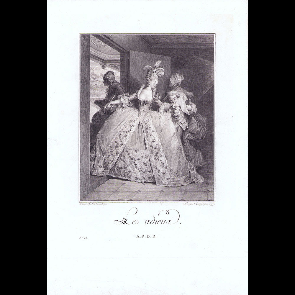 Moreau le Jeune - Les Adieux, gravure de la 2nde Suite d'Estampes pour servir l'histoire des Modes et du Costume (1777)