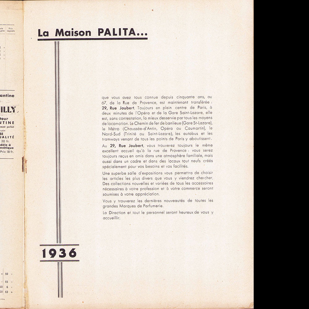 Palita - Spécialités en Parfumerie, catalogue (1936)